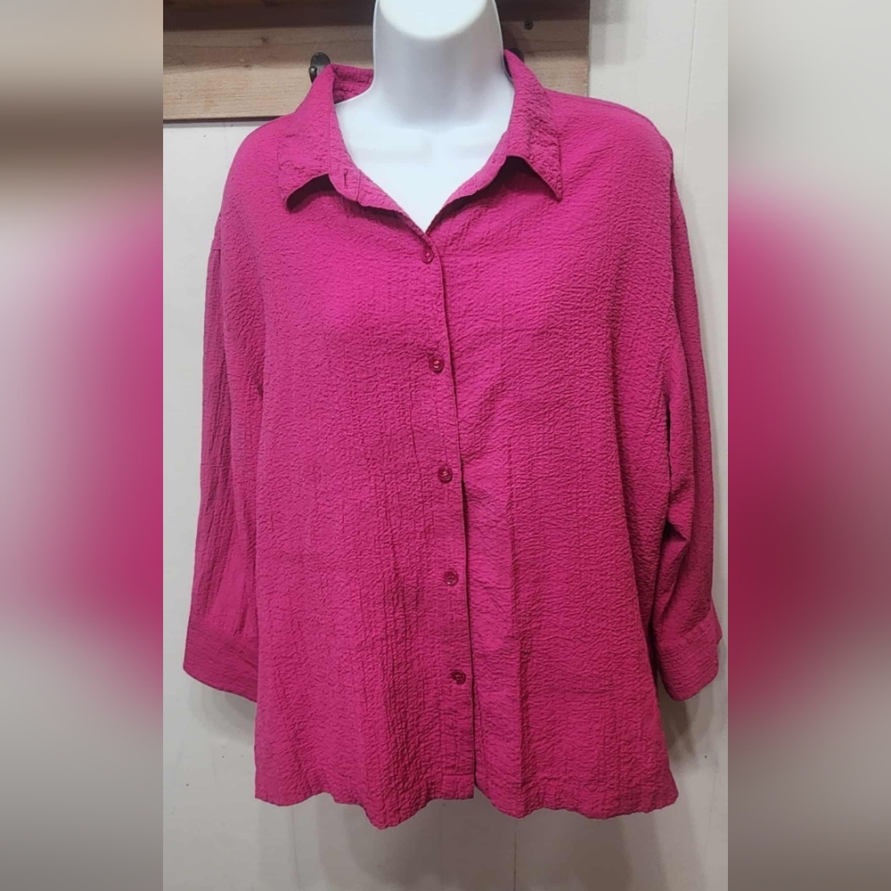 White Stag Button Down Shirt‎ Large Pink Lightweight Long Sleeve Casual C488Z